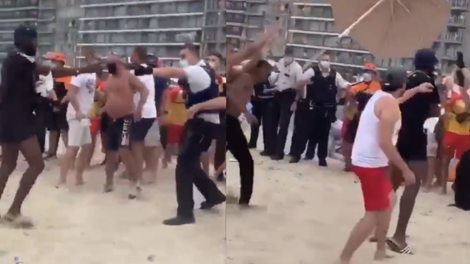 Batalla campal en playa de Bélgica por prohibición de acceso debido al coronavirus Batalla campal en playa de Bélgica por prohibición de acceso debido al coronavirus
