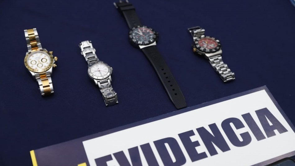 Relojes incautados a banda de asaltantes Detienen a los