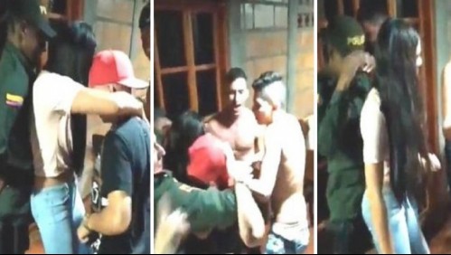 Policías colombianos debían fiscalizar fiesta pero terminaron bailando con asistentes