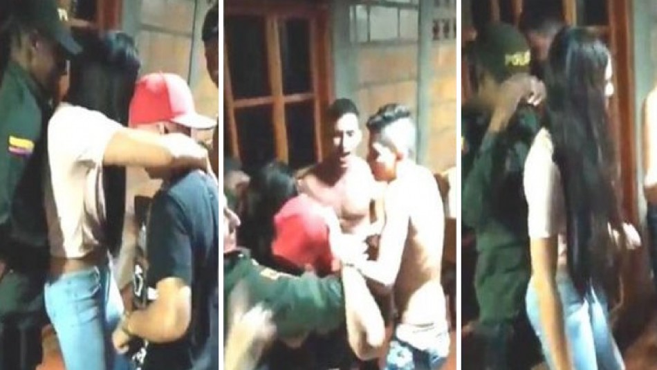 Policías colombianos debían fiscalizar fiesta pero terminaron bailando con asistentes Policías colombianos debían fiscalizar fiesta pero terminaron bailando con asistentes