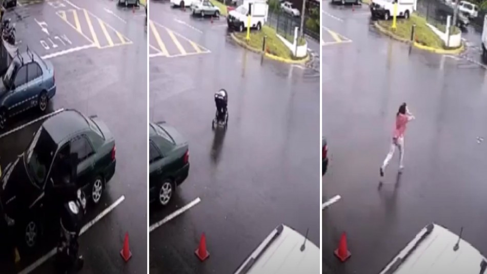 Bebé se salva milagrosamente de ser atropellado: Coche en el que iba rodó hasta la calle Bebé se salva milagrosamente de ser atropellado: Coche en el que iba rodó hasta la calle