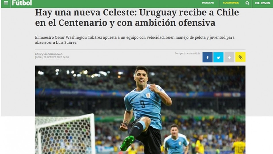 Eliminatorias Sudamericanas Uruguay recibe a Chile en Montevideo.