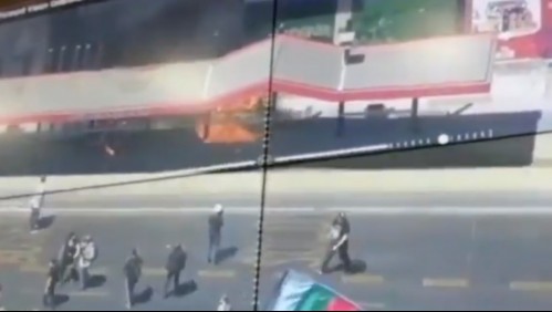 Un paradero quemado: Disturbios en el centro de Santiago tras manifestación por el 12 de octubre