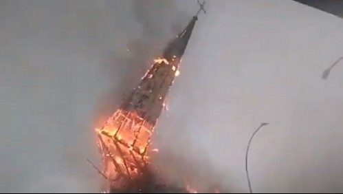 Impactante desplome de la cúpula de la Parroquia de la Asunción en Santiago