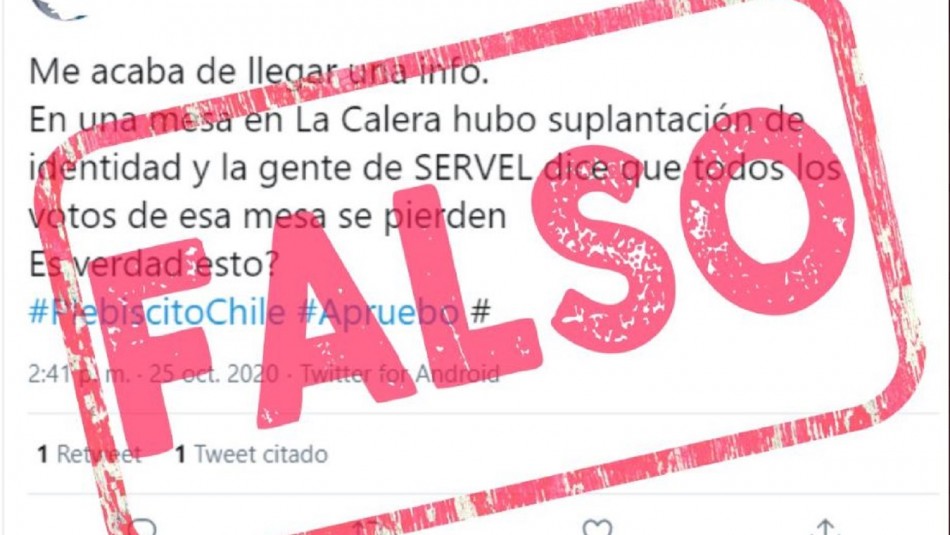 Servel desmiente información de suplantación de identidad en mesa de votación de La Calera Servel desmiente información de suplantación de identidad en mesa de votación de La Calera