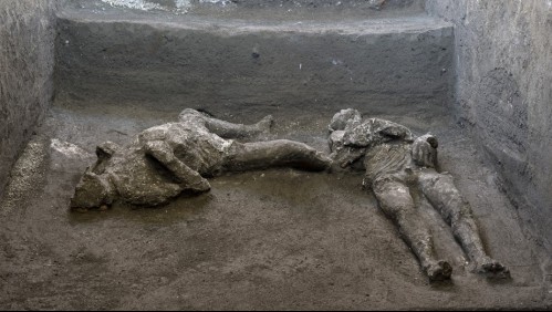 Hallan cuerpos intactos de dos hombres que huían de la erupción del Vesubio en Pompeya