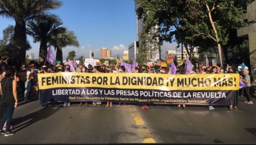 Se realiza marcha feminista por el centro de Santiago