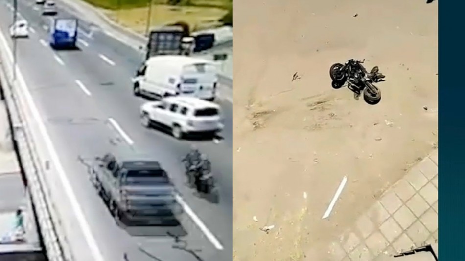 accidente vespucio norte moto Video capta impactante choque de motorista: Murió tras caer desde paso nivel