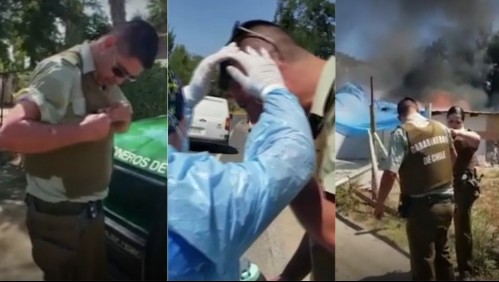 Carabinero resulta con graves quemaduras tras salvar a dos mujeres en un incendio