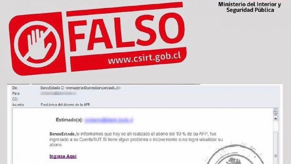 Retiro Fondos AFP Alerta por falso correo a retiro de fondos AFP.