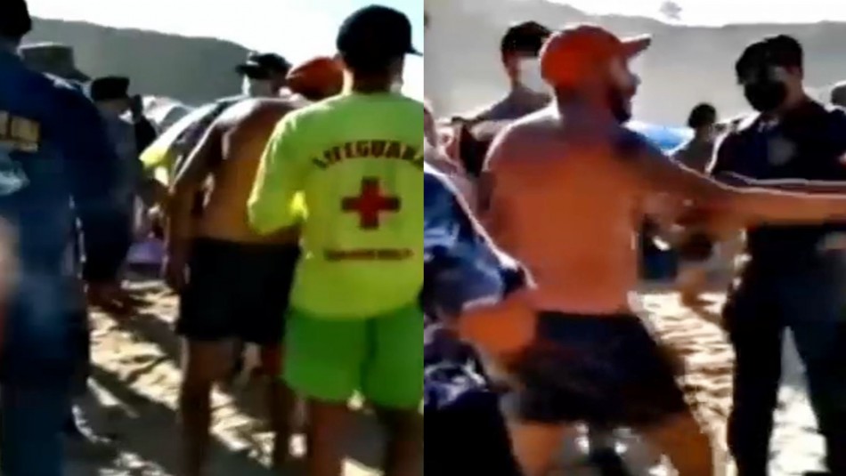 pelea algarrobo Sin mascarillas: video registra pelea en concurrida playa de Algarrobo