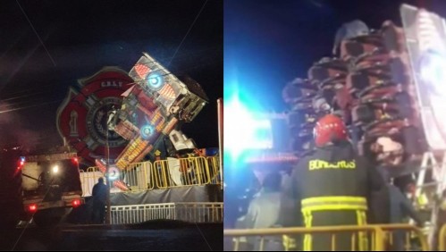 Niños viven minutos de terror al quedar atrapados boca abajo en juego mecánico de Los Vilos