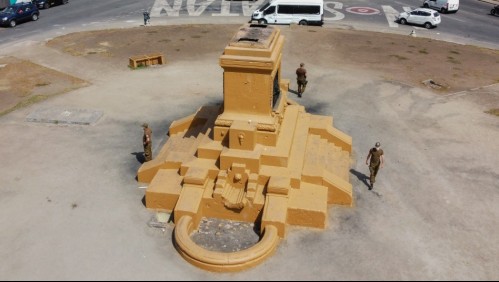 Instalan reja que protegerá base del monumento al general Baquedano