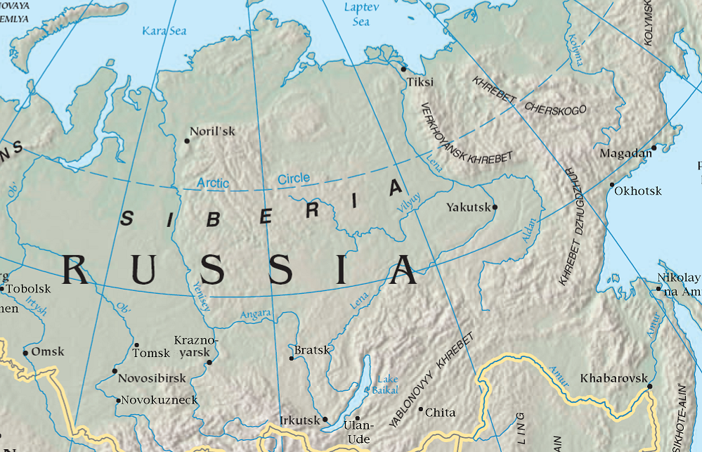 Mapa de Siberia central