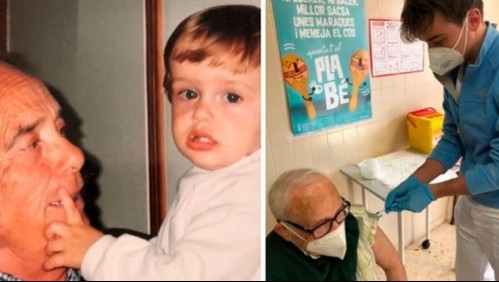 Emoción pura: Joven enfermero español pudo vacunar a su abuelo contra el coronavirus