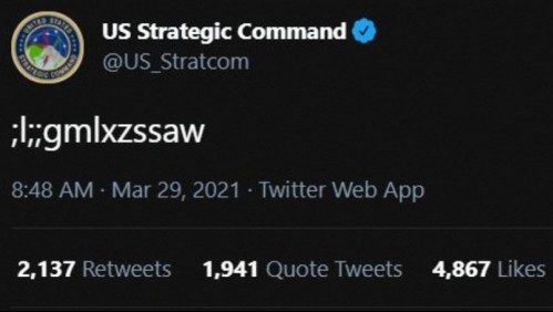 ';l;;gmlxzssaw,': Niño tuitea por error desde cuenta del comando de armas nucleares de EEUU