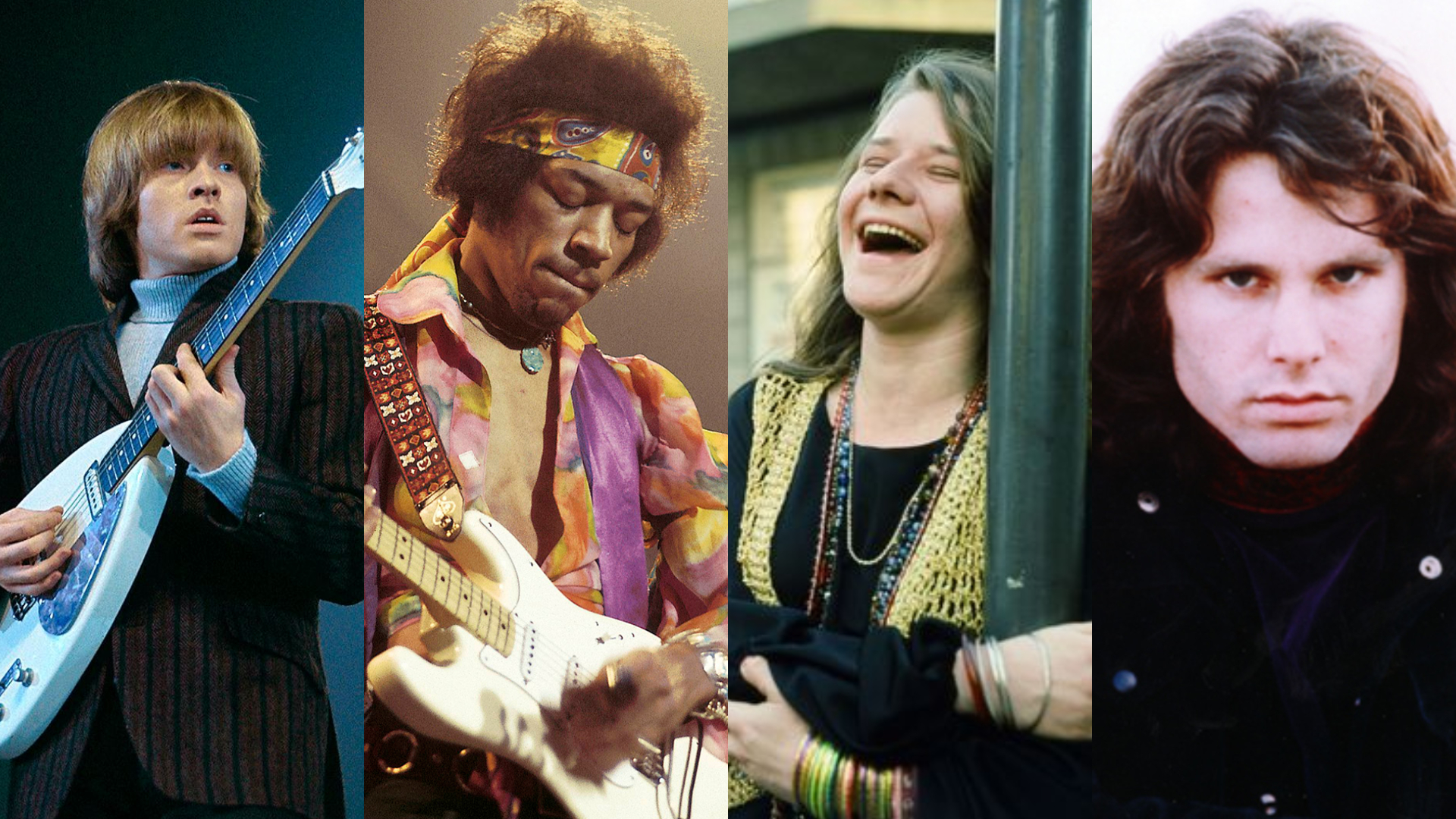Brian Jones, Jimi Hendrix, Janins Joplin y Jim Morrison Brian Jones, Jimi Hendrix, Janins Joplin y Jim Morrison