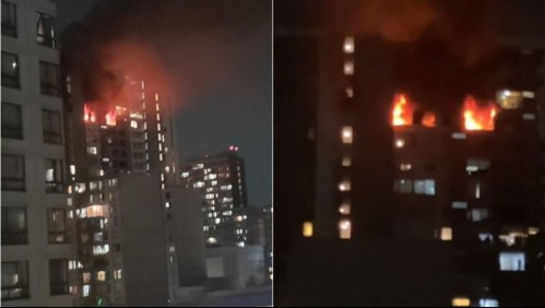 Gran incendio afecta a departamentos en Santiago Centro