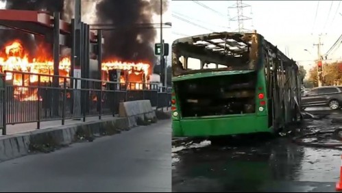 Video registra quema de un bus del Transantiago en Pedro Aguirre Cerda
