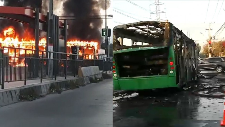 bus transantiago Video registra quema de un bus del Transantiago en Pedro Aguirre Cerda