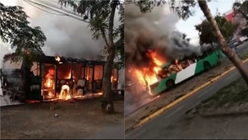 [VIDEOS] Manifestaciones en Santiago: Bus resulta quemado en Villa Francia