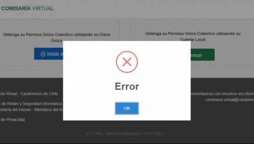 Reportan nueva caída de Comisaría Virtual: Usuarios no pueden solicitar permisos