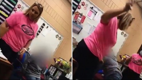 Directora de una escuela golpea a niña con una tabla de madera y la mamá graba el video