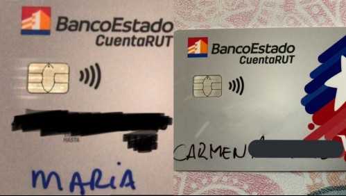 Clientes de Banco Estado reciben nueva tarjeta de Cuenta Rut escrita con plumón