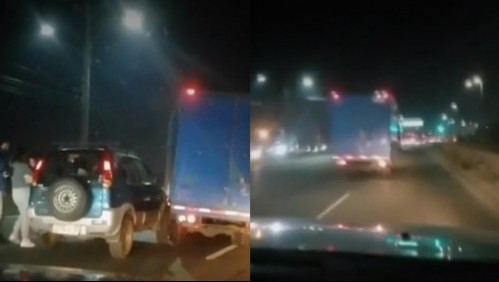 [VIDEO] Camionero en estado de ebriedad choca a auto de familia que lo increpó por su conducción