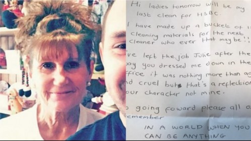 'Fuiste agresiva y cruel': Trabajadora de la limpieza se jubila y deja una carta a su exjefa
