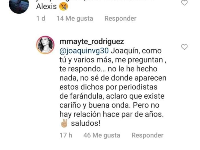 Comentario de un seguidor a Mayte Rodríguez