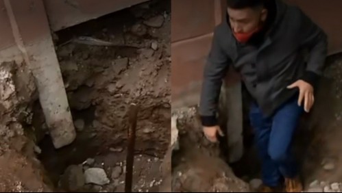 Socavón aparece de la nada y comienza a 'tragarse' una casa en Colina