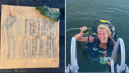 Mujer halla mensaje de más de 95 años en botella lanzada a un río y cumple deseo del remitente