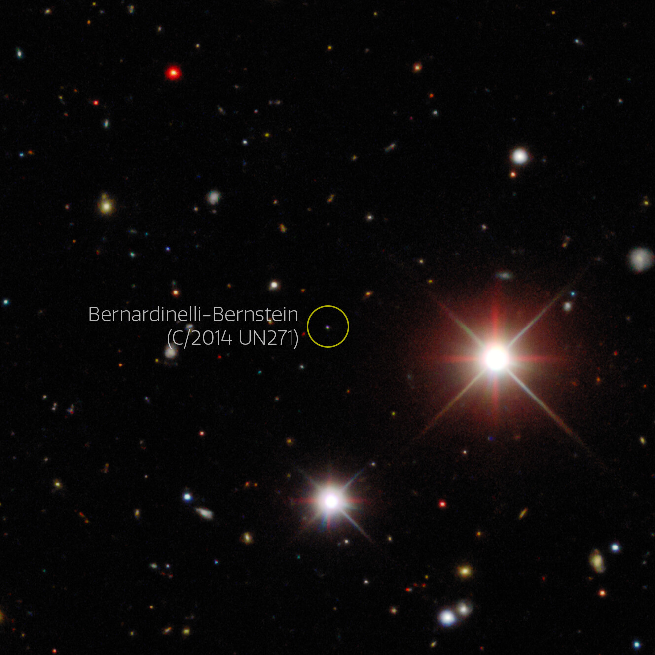 El cometa Bernardinelli-Bernstein el 2017, cuando estaba a 25 UA