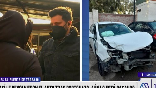 Víctima de portonazo recibe auto destruido pero sigue pagando: 'Hay días que no puedo dormir'
