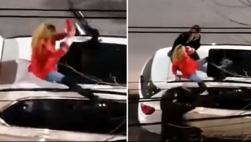 Mujer destroza con un extintor de fuego la camioneta de un abogado y se la llevan detenida