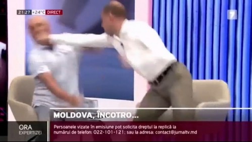Debate televisado termina en escandalosa pelea entre dos políticos en Moldavia