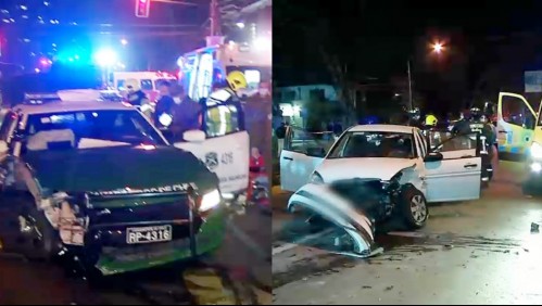Radiopatrulla de Carabineros choca vehículo particular y deja cuatro lesionados en Ñuñoa