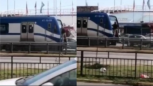 [VIDEO] Captan a personas viajando colgadas de vagón de Metro de Valparaíso