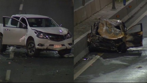Auto donde iba el presidente del CDE atropella a peatón en autopista y provoca choque donde auto resulta incendiado