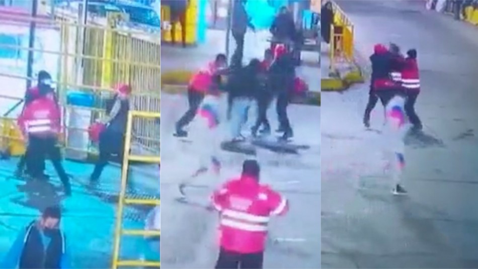 video-muestra-brutal-agresion-a-dos-guardias-en-terminal-de-buses-en-santiago Video muestra agresión a guardia que perdió un ojo tras pelea en terminal de buses