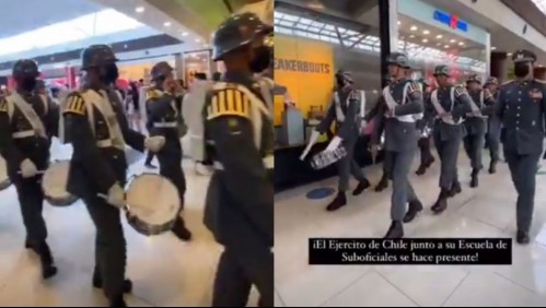 Sorpresivo desfile del Ejército en mall de Maipú es polémica en redes sociales
