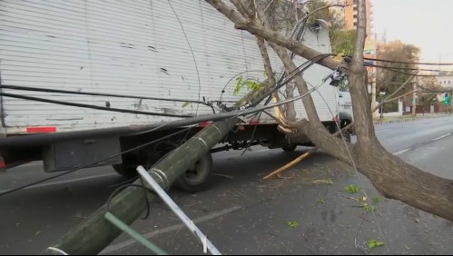 Camión arrasa con postes de luz y genera alta congestión vehicular en Providencia