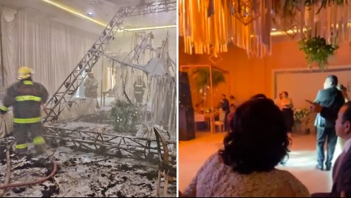 Invitados huyen corriendo por incendio en salón en plena fiesta de una boda