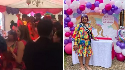 'Finalmente libre': Mujer celebra su divorcio tras 17 años de casada con una fiesta de unicornios y arcoiris