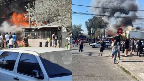 Una persona fallecida deja violento incendio que afectó a seis casas en Pudahuel