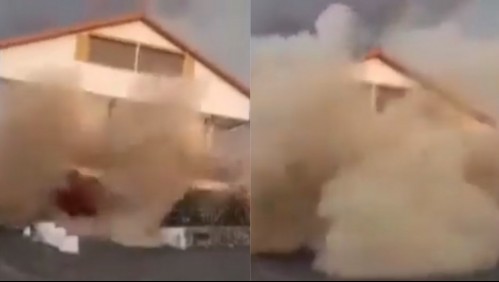 Video muestra impactante derrumbe de una casa por la lava del volcán Cumbre Vieja
