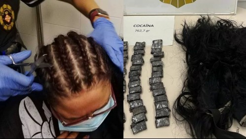 En una peluca ocultaba todo: Fue detenida en el aeropuerto y descubrieron que portaba 58 bolsas con cocaína