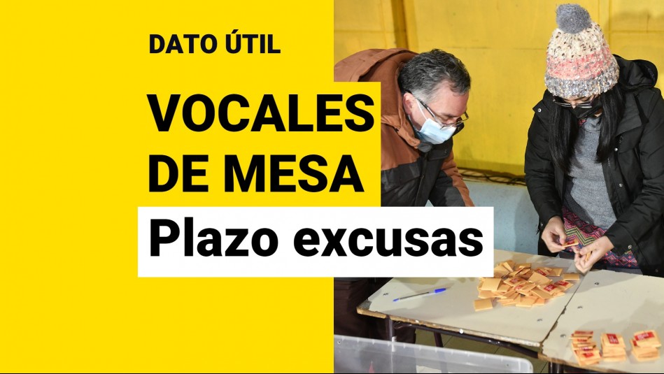 Vocales de mesa: ¿Hasta cuándo tengo plazo para excusarme? Vocales de mesa: ¿Hasta cuándo tengo plazo para excusarme?