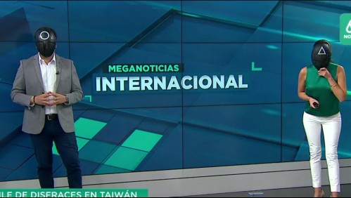 Conductores de Meganoticias Actualiza presentaron noticias con máscara de 'El Juego del Calamar'